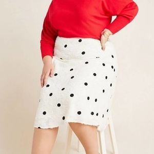 Anthropologie White and Black Polka Dot Midi Skirt